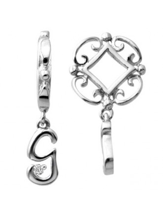 Storywheels iniciales 'G' cuelgan con diamantes de plata esterlina de la rueda - SÓLO 2 LEFT!-337408