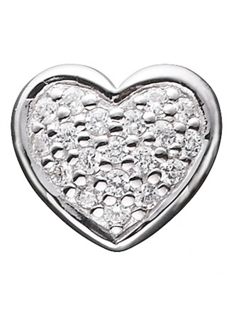 Botón de corazón con pavé transparente de plata de ley STORY by Kranz & Ziegler-346923