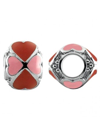 Storywheels rojo / rosa esmalte corazón de plata esterlina Charm-333715