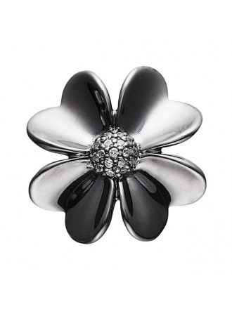 Botón STORY by Kranz & Ziegler de rodio negro con flor de circonita transparente-342180