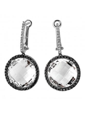 Pendientes Topacio Blanco con Diamantes Blanco y Negro-339568
