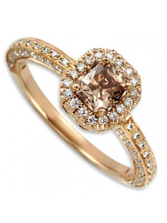 .78CT Champagne Diamond with .56Ct White Diamond Melee in 18KT Rose Gold-340967